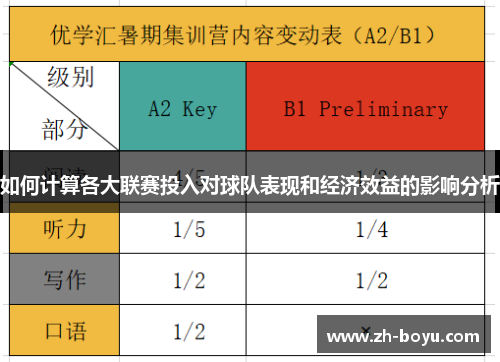 如何计算各大联赛投入对球队表现和经济效益的影响分析